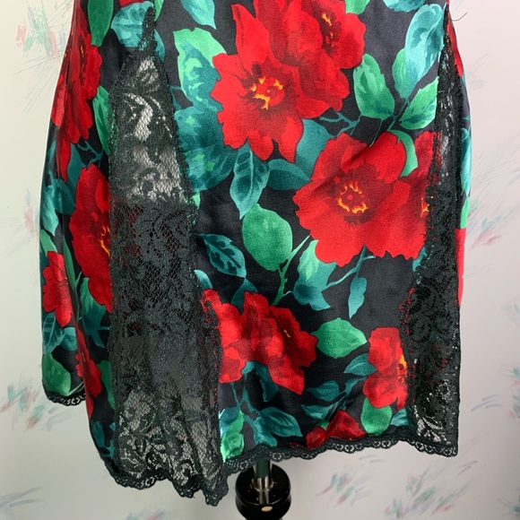Victoria’s Secret Vintage Chemise Red Green Floral - Picture 3 of 7